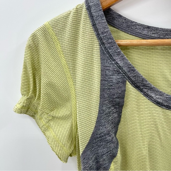 Lululemon Tech Top Yellow Short Puff Sleeve Running Activewear Cinch Waist - Picture 2 of 6
